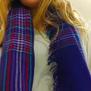 NWOT Purple Tartan Scarf and Picnic Blanket In One